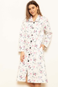 English Rose QUILTED 100% Cotton Button Robe